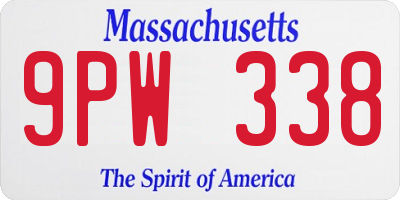 MA license plate 9PW338