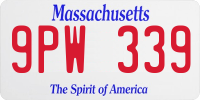 MA license plate 9PW339