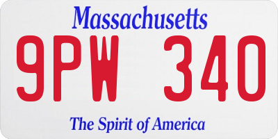 MA license plate 9PW340