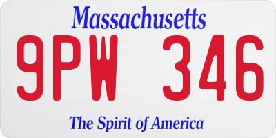 MA license plate 9PW346