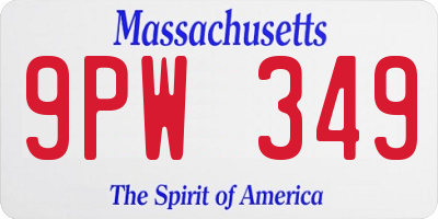 MA license plate 9PW349