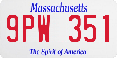 MA license plate 9PW351
