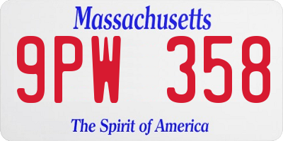 MA license plate 9PW358