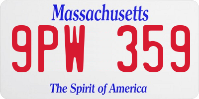 MA license plate 9PW359