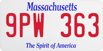 MA license plate 9PW363