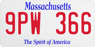 MA license plate 9PW366