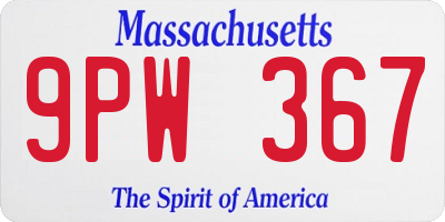 MA license plate 9PW367