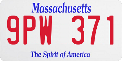 MA license plate 9PW371