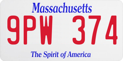 MA license plate 9PW374