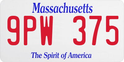 MA license plate 9PW375