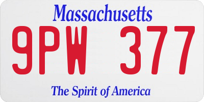 MA license plate 9PW377