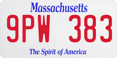 MA license plate 9PW383
