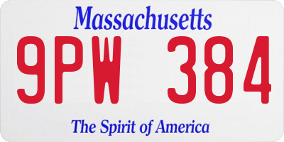 MA license plate 9PW384