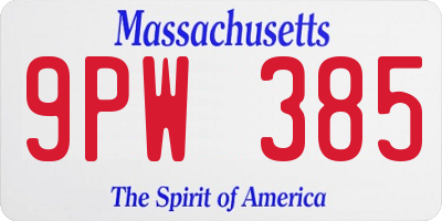 MA license plate 9PW385