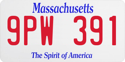 MA license plate 9PW391