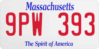 MA license plate 9PW393