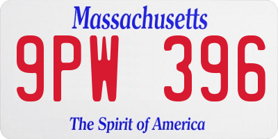 MA license plate 9PW396