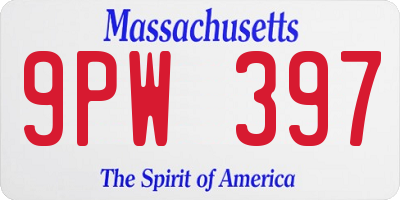 MA license plate 9PW397