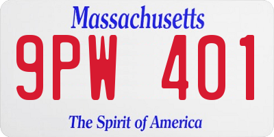 MA license plate 9PW401