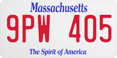 MA license plate 9PW405