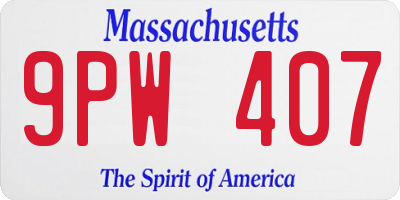 MA license plate 9PW407