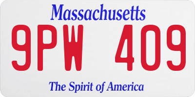 MA license plate 9PW409