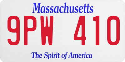 MA license plate 9PW410