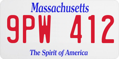 MA license plate 9PW412