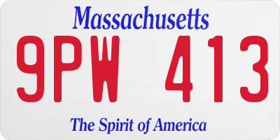 MA license plate 9PW413