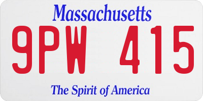 MA license plate 9PW415