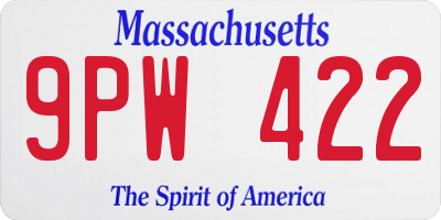 MA license plate 9PW422