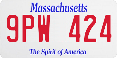 MA license plate 9PW424