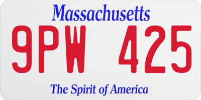 MA license plate 9PW425