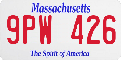 MA license plate 9PW426