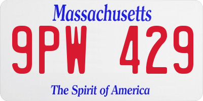 MA license plate 9PW429