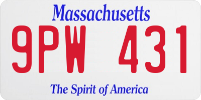 MA license plate 9PW431