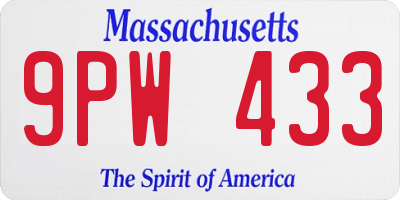 MA license plate 9PW433