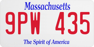 MA license plate 9PW435