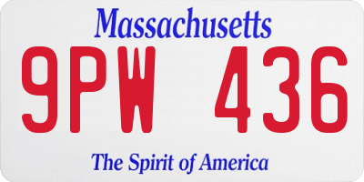 MA license plate 9PW436