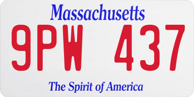 MA license plate 9PW437