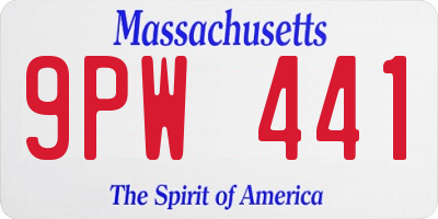 MA license plate 9PW441