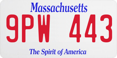 MA license plate 9PW443