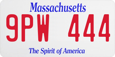 MA license plate 9PW444