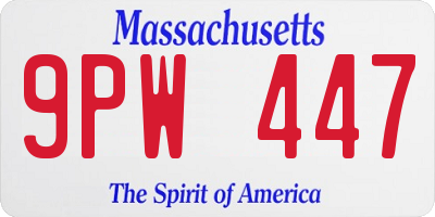 MA license plate 9PW447