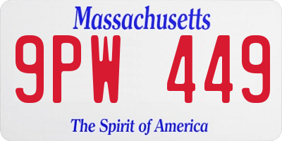 MA license plate 9PW449