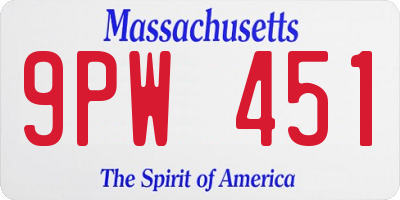 MA license plate 9PW451