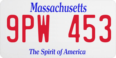 MA license plate 9PW453