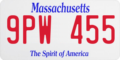 MA license plate 9PW455