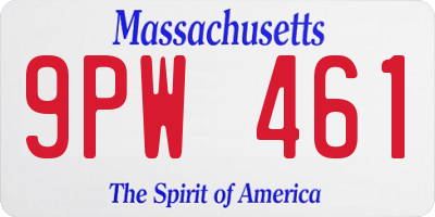 MA license plate 9PW461