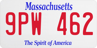 MA license plate 9PW462